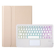 Etui z podświetlaną klawiaturą bluetooth touchpad do iPad 11" 2025 A16 (11 gen.) / iPad 10.9" 2022 (10 gen.), złote