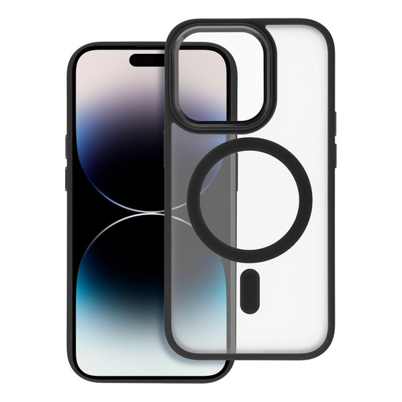 Etui do iPhone 16 Pro, do MagSafe, ERBORD Matt Case, przezroczyste / czarne + Szkło na ekran