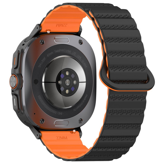 Pasek Silikonowy do Samsung Galaxy Watch Ultra 47mm (2025 / 2024), Czarny/Pomarańczowy