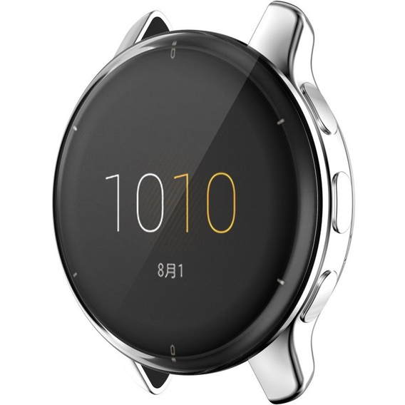 2w1 Etui z Osłoną Silikonową na ekran do Garmin Venu 2 Plus, Srebrne