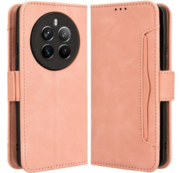Etui z klapką do Realme 12+ Plus 5G, Card Slot, różowe