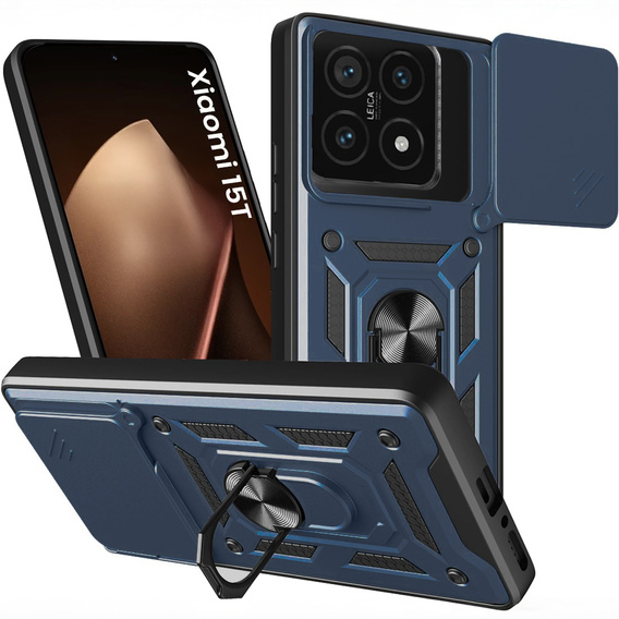 Etui pancerne do Xiaomi 15T, CamShield Slide, niebieskie