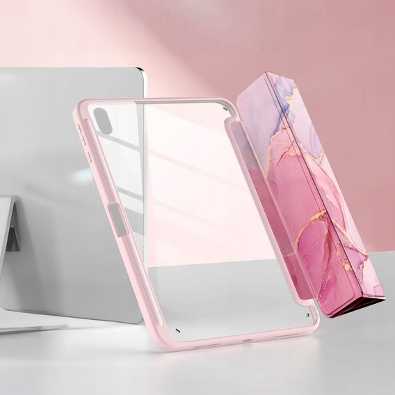 Etui do Samsung Galaxy Tab S11, Smartcase Hybrid, z miejscem na rysik, Marble różowe