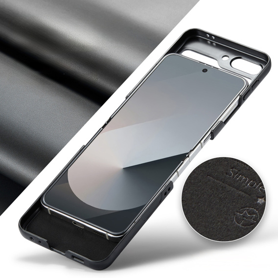 Etui do Samsung Galaxy Z Flip7 FE / Z Flip6, CASEME Litchi Leather, czarne
