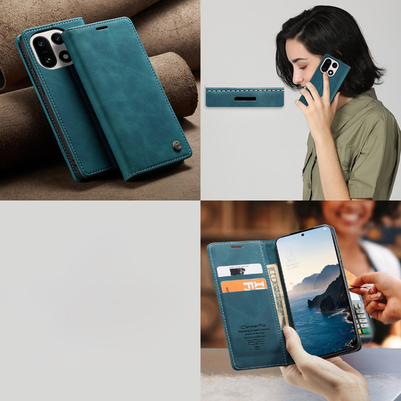Etui CASEME do OnePlus 15, Leather Wallet Case, niebieskie