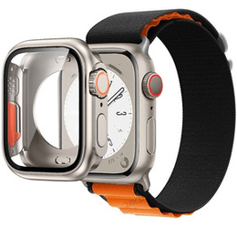 Zestaw Pasek Nylonowy + Etui 2w1 do Apple Watch 7/8/9 45mm, Czarny / Pomarańczowy