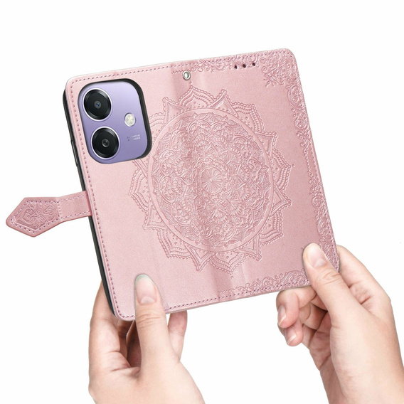 Etui z klapką do Oppo A40 / Oppo A40m, Mandala, różowe rose gold