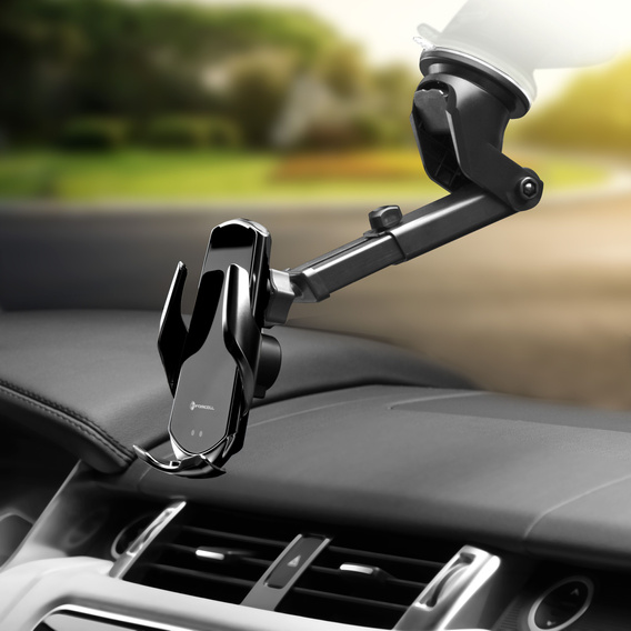 Uchwyt na telefon do samochodu indukcyjny automatyczny Forcell F-Grip HS1 Qi 15W do szyby / kratki czarny