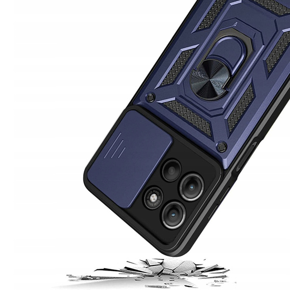 Etui pancerne do Motorola Moto G15 / Motorola Moto G15 Power, CamShield Slide, niebieskie
