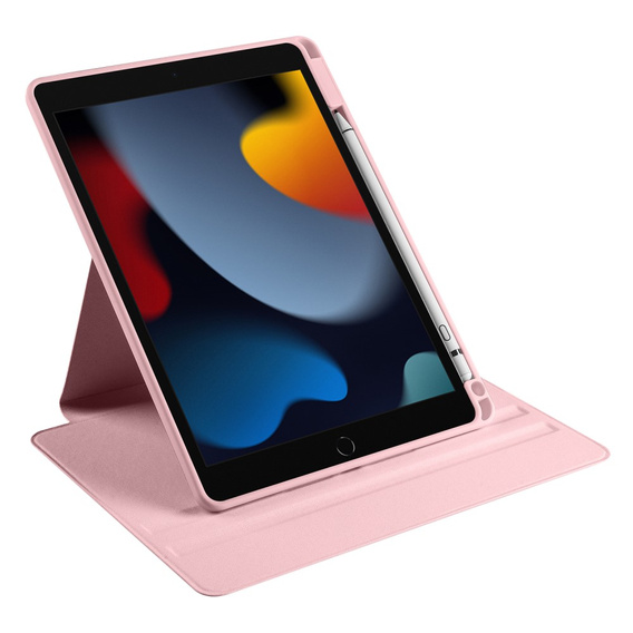 Etui do iPad 10.2" 2021/2020/2019 (9/8/7 gen.), z miejscem na rysik, Obrotowe 360°, Różowe