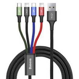 BASEUS 4w1 Kabel Type-C / 2xLightning / MicroUsb 1.2M 3.5A - Black