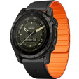 Pasek Silikonowy QuickFit do Garmin Fenix 22mm, Czarny / Pomarańczowy