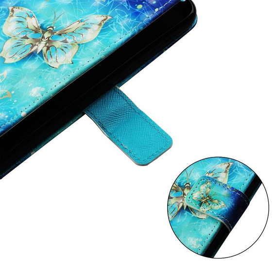 Etui Wallet do Samsung Galaxy A50/A30s, Light Spots Decor, Gold Butterfly