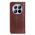 Etui z klapką do Xiaomi Redmi Note 15 Pro Plus 5G / Poco M8 Pro 5G, Split Leather, brązowe