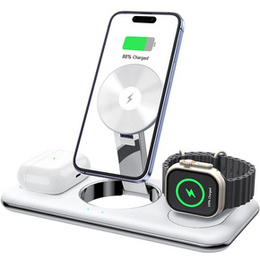 Ładowarka indukcyjna Magsafe do iPhone Apple Watch AirPods, biała