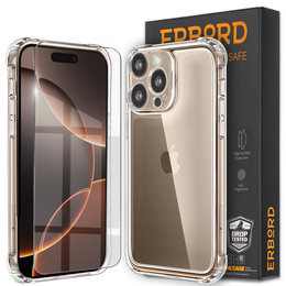 Etui do iPhone 16 Pro, Erbord Dropproof, przezroczyste + Szkło