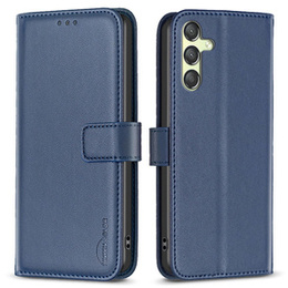 Etui z klapką do Samsung Galaxy A25 5G, BINFEN Wallet, niebieskie + szkło 9H