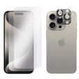 2x Szkło + szybka na aparat złota do iPhone 15 Pro Max, ERBORD Hartowane 9H