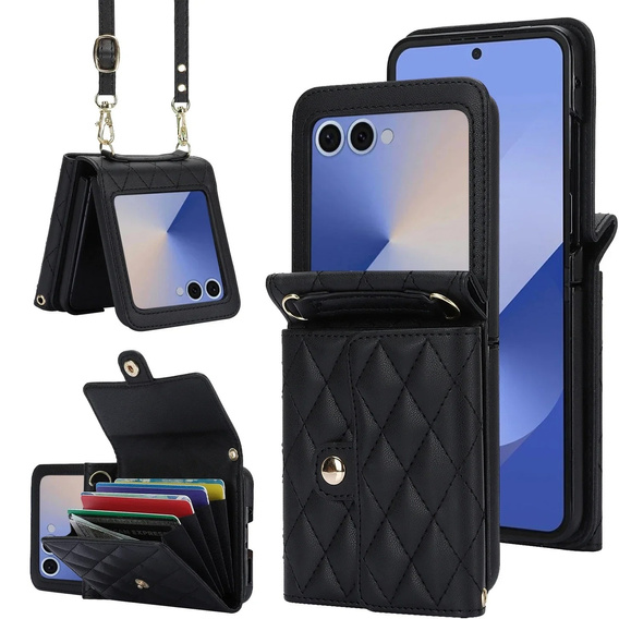 Etui skórzane Card Slots do Samsung Galaxy Z Flip7, czarne