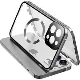 Etui Magnetic Dual Glass MagSafe do iPhone 15 Pro Max, srebrne