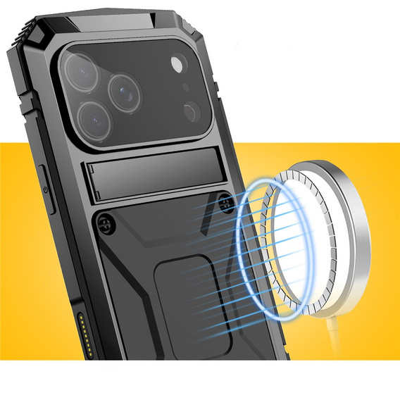 Etui R-JUST do iPhone 17 Pro z wbudowaną ochroną ekranu - czarne