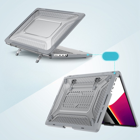  Etui Pancerne Kickstand do Macbook Pro 14 2021 A2442, Szare
