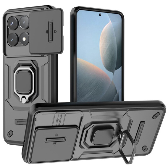 Etui KickStand Camera Lens do Xiaomi Poco F6 Pro, czarne