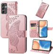 Etui z klapką do Samsung Galaxy M55 5G, Butterfly, różowe rose gold