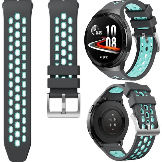Pasek silikonowy do Huawei Watch GT 2e, Szary / Turkusowy