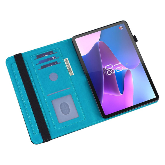 Etui do Lenovo Tab M9, With stand, Flower, niebieskie