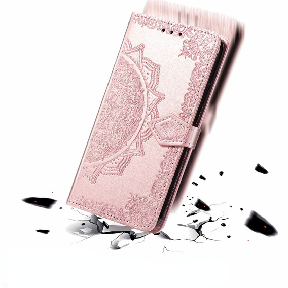 Etui z klapką do Oppo Reno 12FS / 12F, Mandala, różowe rose gold
