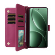 Etui z klapką do Xiaomi Poco F7 Ultra, Crossbody Leather Wallet, bordowe