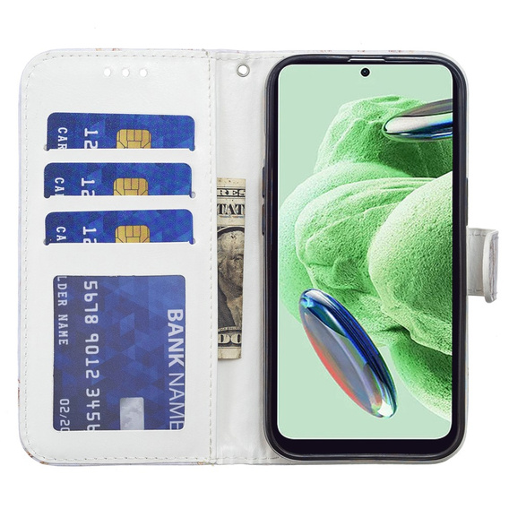 Etui z klapką do Xiaomi Redmi Note 12S, Wallet, Marble niebieskie