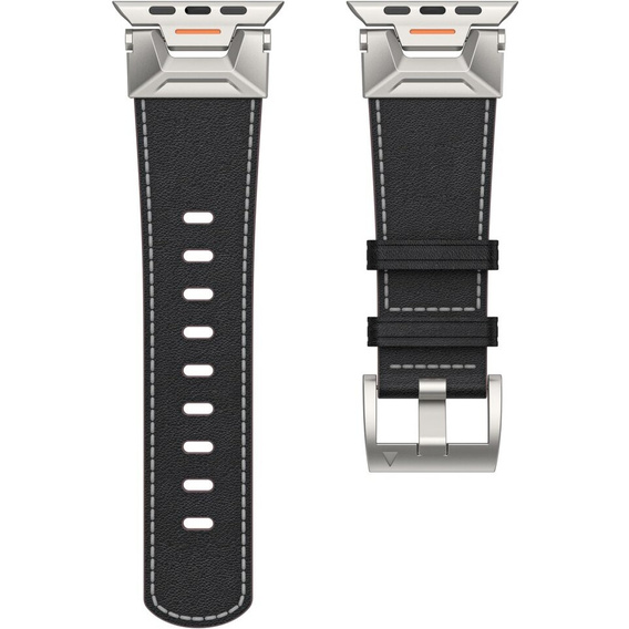 Pasek Skórzany do Apple Watch 1/2/3/4/5/6/7/8/9/10/11/SE Ultra 1/2/3 42/44/45/46/49mm, Czarny