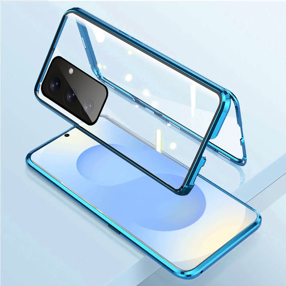 Etui do Samsung Galaxy S25, Magnetic Dual Glass, niebieskie