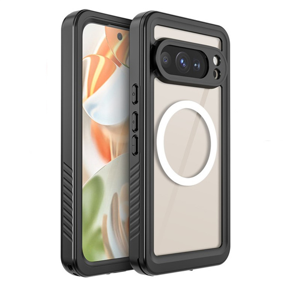 Etui Wodoodporne IP68 do Google Pixel 10 Pro, Redpepper, do MagSafe, przezroczyste z czarną ramką