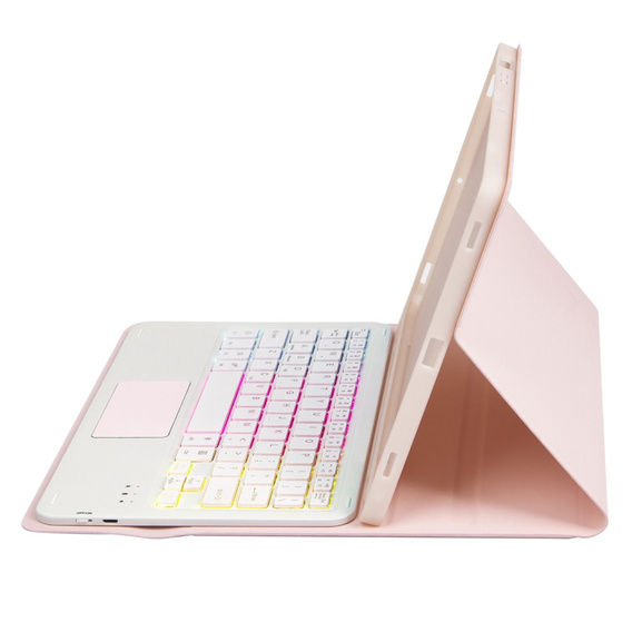 Etui z podświetlaną klawiaturą bluetooth touchpad do Samsung Galaxy Tab A9+, Różowe