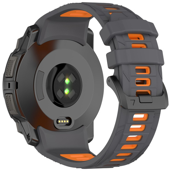 Pasek silikonowy do Garmin Instinct 3 Solar / Instinct 3 AMOLED 45mm – sportowy, szaro-pomarańczowy