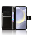 Etui z klapką do Samsung Galaxy S25 FE, Crazy Horse Wallet, czarne