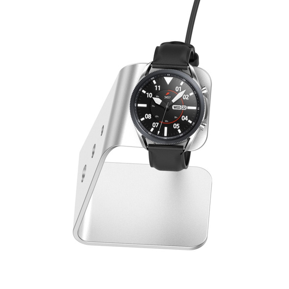 Aluminiowa Stacja Dokująca Ładowarka do Samsung Galaxy Watch 3/4/5/6/7 Active 2/Watch 5 Pro/Watch Ultra, Srebrna