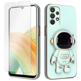 Zestaw Etui Electro do Samsung Galaxy A33 5G, Astronauta, Miętowe + szkło