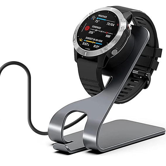 Aluminiowa Stacja Dokująca z kablem USB do zegarków Garmin, Szara