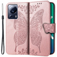 Etui z klapką do Xiaomi 13 Lite, Butterfly, różowe rose gold