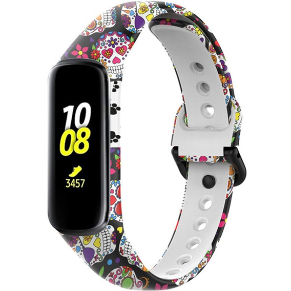 Pasek Silikonowy do Samsung Galaxy Fit 2 SM-R220, Colorful Skull