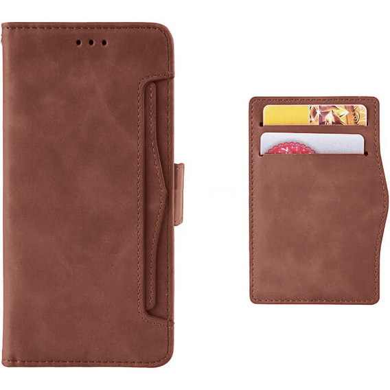 Etui z klapką do Xiaomi Redmi 13, Card Slot, brązowe