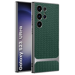Etui do Samsung Galaxy S23 Ultra, GKK Woven Leather, zielone