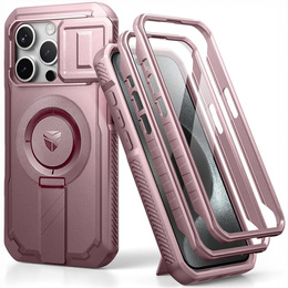 Etui Dexnor do iPhone 15 Pro – magnetyczne, z przesuwaną osłoną aparatu - różowe