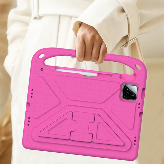 Etui dla dzieci do Xiaomi Pad 7 / 7 Pro, z uchwytem, różowe