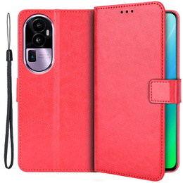 Etui z klapką do Oppo Reno 10 / 10 Pro, Crazy Horse Wallet, czerwone