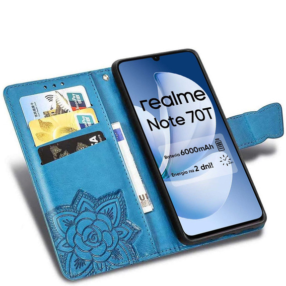 Etui z klapką do Realme Note 70T 4G, Butterfly, niebieskie